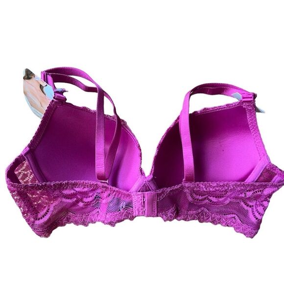 Rene Rofe Fuschia Demi Slight Push Up Lace Bra 36C NEW - Picture 2 of 5